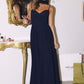 Amoris T711 Vestido largo de gasa con tirantes finos y corte en A