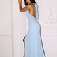 Amoris T713 Long Halter Top Chiffon A-Line Dress