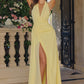 Amoris T713 Long Halter Top Chiffon A-Line Dress