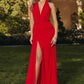 Amoris T713 Long Halter Top Chiffon A-Line Dress