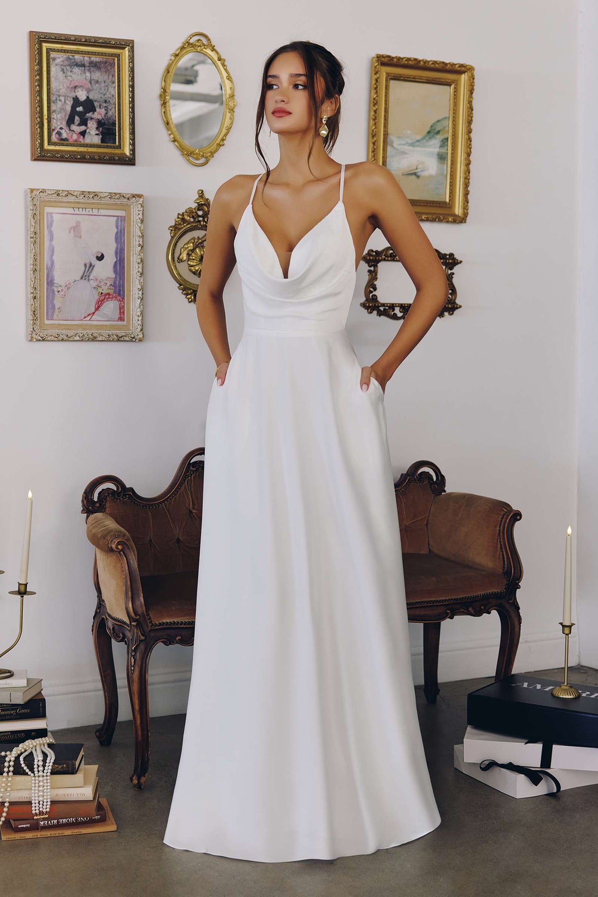 Vestido de Novia Amoris T714W de Corte A con Tirantes Delgados