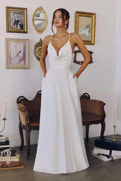 Vestido de Novia Amoris T714W de Corte A con Tirantes Delgados