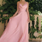 Vestido Amoris T714 con escote drapeado, tirantes finos y falda en A