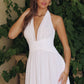 Vestido de noche largo de gasa con escote halter Amoris T715W