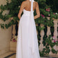 Vestido de noche largo de gasa con escote halter Amoris T715W