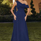 Vestido de noche largo de gasa con un solo hombro A-line Amoris T716