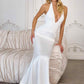 Vestido de novia de satén de corte sirena elegante de satén hasta el suelo Amoris T720W