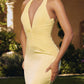 Amoris T720 Vestido de noche largo de satén liso con cuello halter