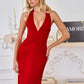 Amoris T720 Vestido de noche largo de satén liso con cuello halter