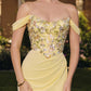Vestido de noche de chifón tipo sirena ajustado con hombros descubiertos Amoris T721
