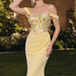 Vestido de noche de chifón tipo sirena ajustado con hombros descubiertos Amoris T721