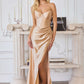 Amoris T723 Sleek and Modern Stretch Satin Strapless Gown