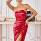 Amoris T724 Sleek Strapless Sequin Fitted Gown