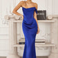 Amoris T727 One Shoulder Fitted Stretch Satin Mermaid Dress
