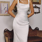 Amoris T729W Sleek Satin Adjustable Straps Fitted Off White Gown