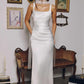 Amoris T729W Sleek Satin Adjustable Straps Fitted Off White Gown