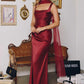 Amoris T729 Sleek Satin Adjustable Straps Fitted Gown