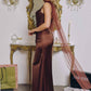 Amoris T729 Sleek Satin Adjustable Straps Fitted Gown