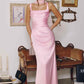 Amoris T729 Sleek Satin Adjustable Straps Fitted Gown