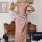 Amoris T729 Sleek Satin Adjustable Straps Fitted Gown