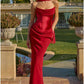 Amoris T732 Vestido de noche semi-formal sin tirantes con corte columna