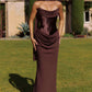 Amoris T732 Vestido de noche semi-formal sin tirantes con corte columna