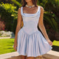 Amoris T735 Soft Satin Flared Mini Dress Adjustable Back