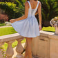 Amoris T735 Soft Satin Flared Mini Dress Adjustable Back