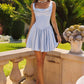 Amoris T735 Soft Satin Flared Mini Dress Adjustable Back
