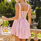 Amoris T735 Soft Satin Flared Mini Dress Adjustable Back
