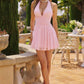 Amoris T737 Short Fit and Flare Halter Mini Dress