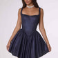 Amoris T738 Short Fitted Bodice Tiered Ruffle Mini Skirt Dress
