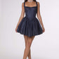 Amoris T738 Short Fitted Bodice Tiered Ruffle Mini Skirt Dress