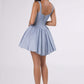 Amoris T738 Short Fitted Bodice Tiered Ruffle Mini Skirt Dress