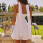 Amoris T740W Strapless Fit and Flare Off White Mini Chiffon Dress