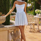 Vestido de chifón mini sin tirantes corte A Amoris T740