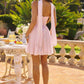 Vestido de chifón mini sin tirantes corte A Amoris T740