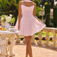 Vestido de chifón mini sin tirantes corte A Amoris T740