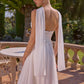 Amoris T741W Vestido de Noche Largo de Chifón Blanco Roto sin Tirantes con Caída en A