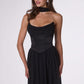 Vestido de noche Amoris T741 largo de chifón sin tirantes con corte A fluido