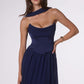 Vestido de noche Amoris T741 largo de chifón sin tirantes con corte A fluido