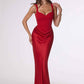 Amoris T742 Timeless Fitted Satin Formal Gown Crepe Bodice