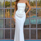 Amoris T744W Strapless Sequin Bodice Satin Skirt Off White Formal Dress