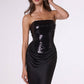 Amoris T744 Strapless Sequin Bodice Satin Skirt Formal Dress