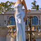 Amoris T744 Strapless Sequin Bodice Satin Skirt Formal Dress