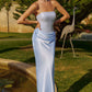 Amoris T744 Strapless Sequin Bodice Satin Skirt Formal Dress