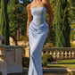 Amoris T744 Strapless Sequin Bodice Satin Skirt Formal Dress