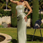 Amoris T744 Strapless Sequin Bodice Satin Skirt Formal Dress
