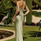 Amoris T744 Strapless Sequin Bodice Satin Skirt Formal Dress