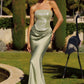 Amoris T744 Strapless Sequin Bodice Satin Skirt Formal Dress